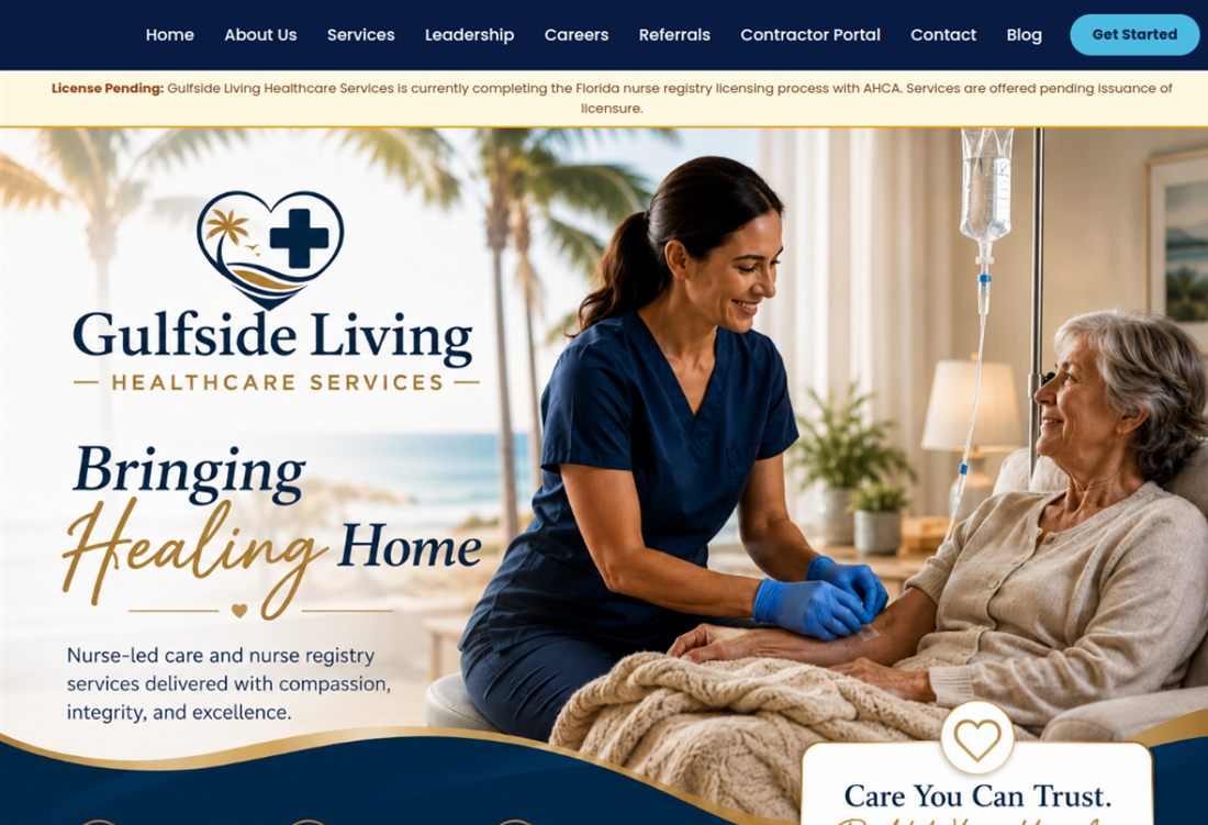Gulfside Living Healthcare website built by NoCode-AI